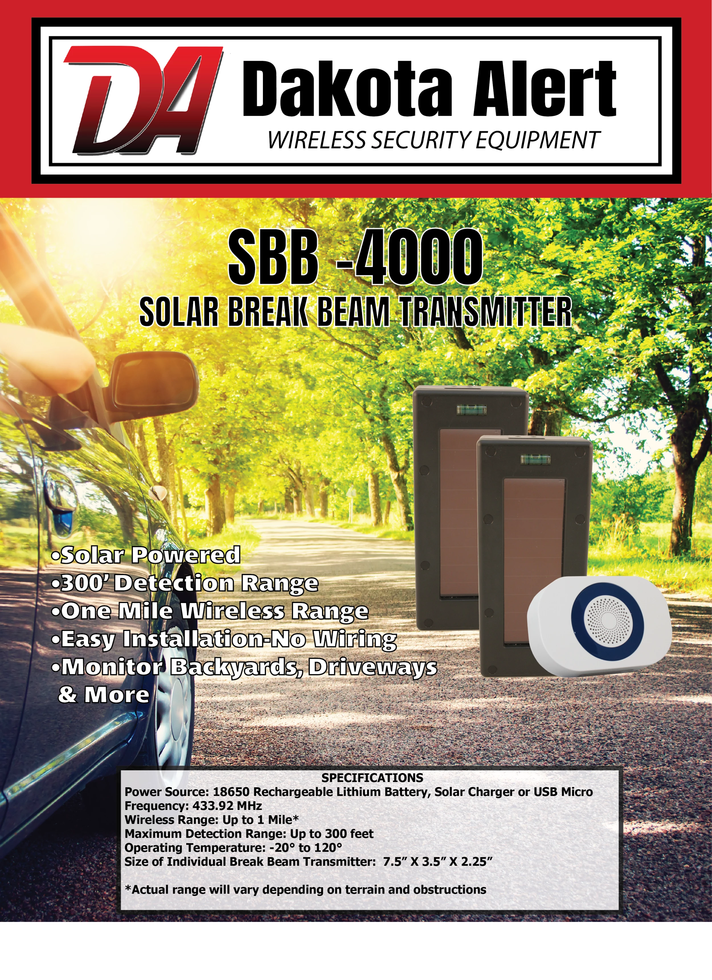 Dakota Alert SBA-4000 Solar Break Beam With Wireless Chime Receiver - Image 2